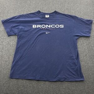 Vintage 90s NIKE Denver Broncos Center Swoosh T-Shirt 2XL VTG Made In USA *FLAW